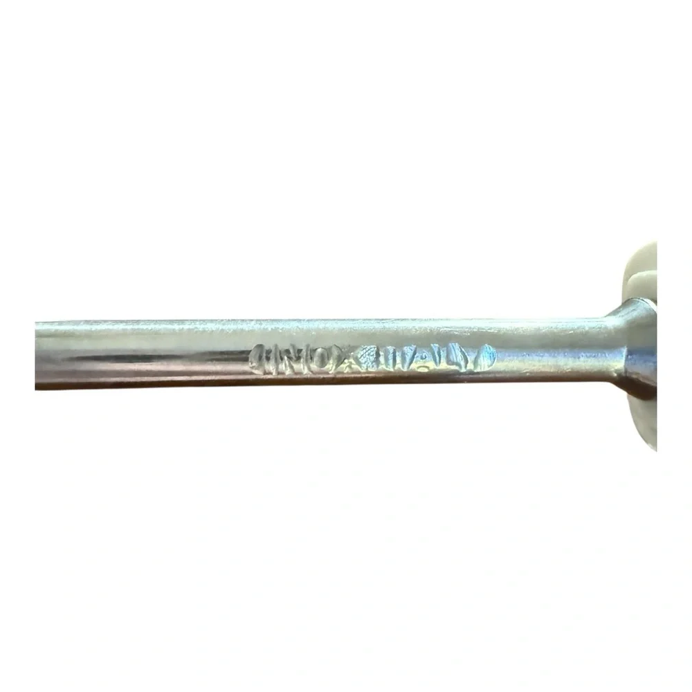 Inox Italy Vintage Stainless Steel Ladle Large White Handle‎ Hang Hole